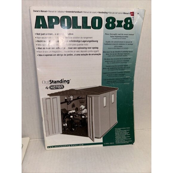 APOLLO SHED 8x8 OWNERS MANUAL W/ ILLUSTRATIONS Oustanding by Keter - Picture 1 of 4